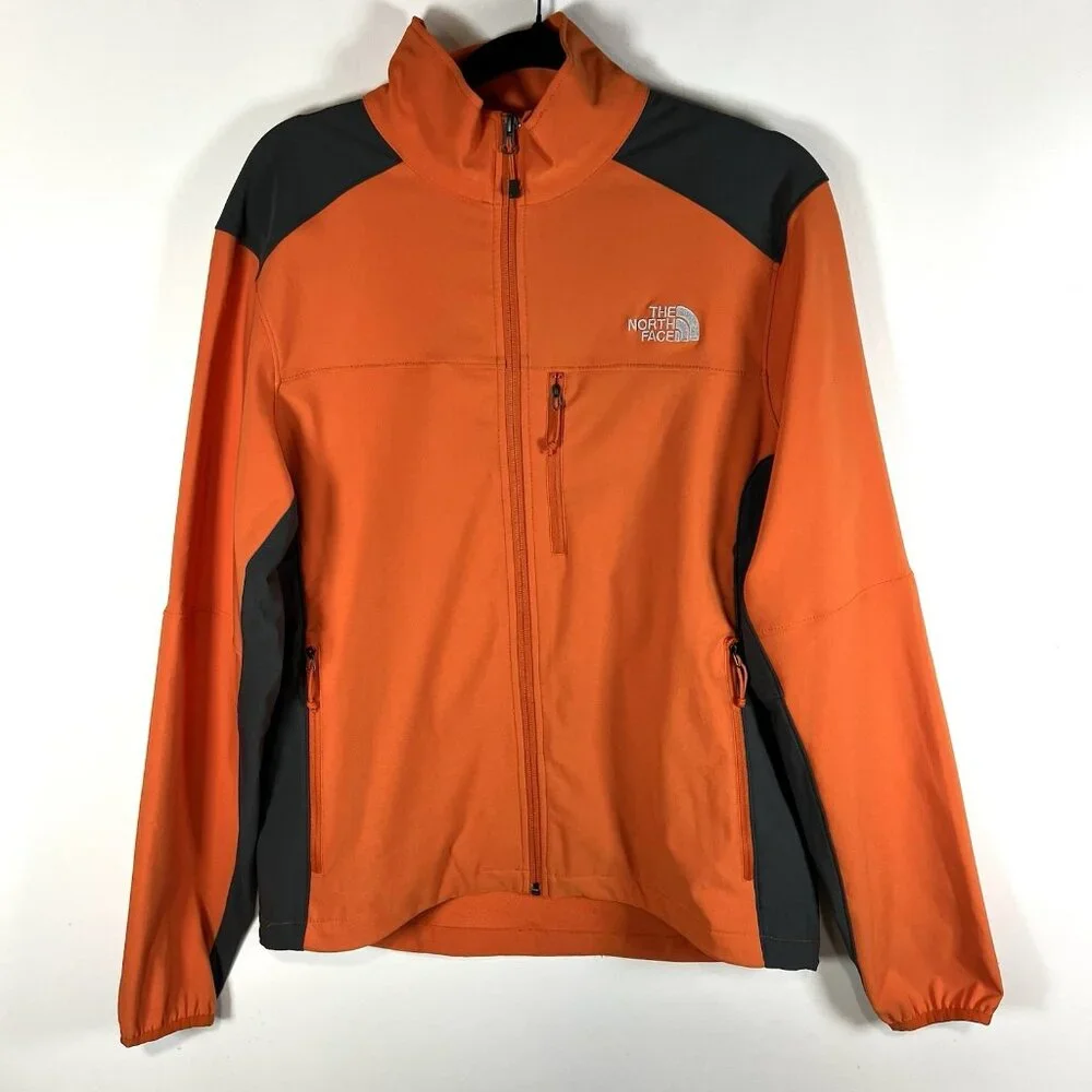 The North Face Softshell Full Zip Jacket Size medium Orange Dark Grey Outdoor